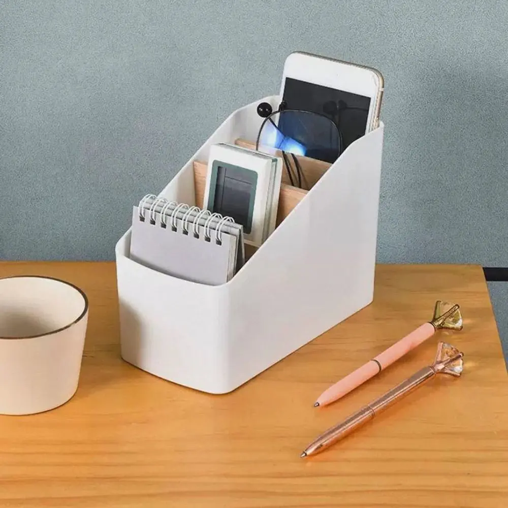New 4 Grids Remote Controller Storage Box Multifunction Plastic Desktop Storage Box Cosmetic Storage TV Remote Holder