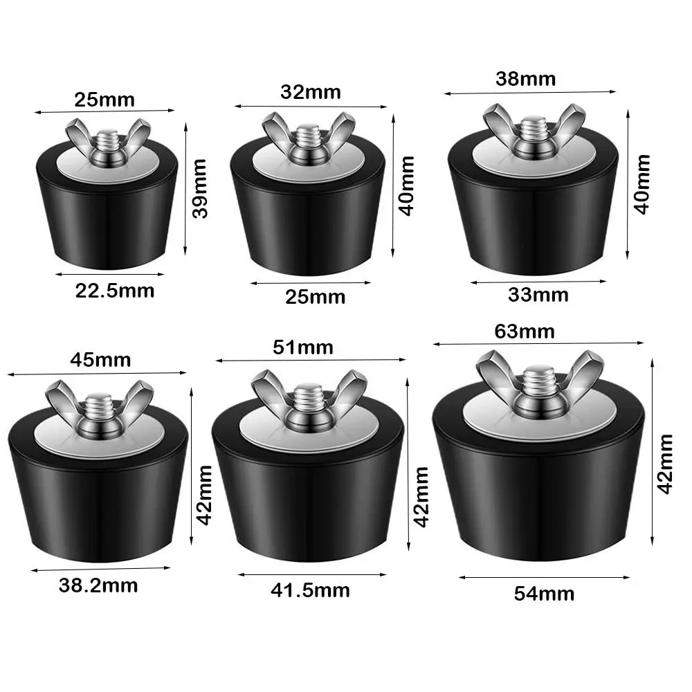 High Quality Rubber Pool Winterizing Plug With Stainless Steel Screw Black Swimming Pool Leak Proof Swimming Pool Fittings
