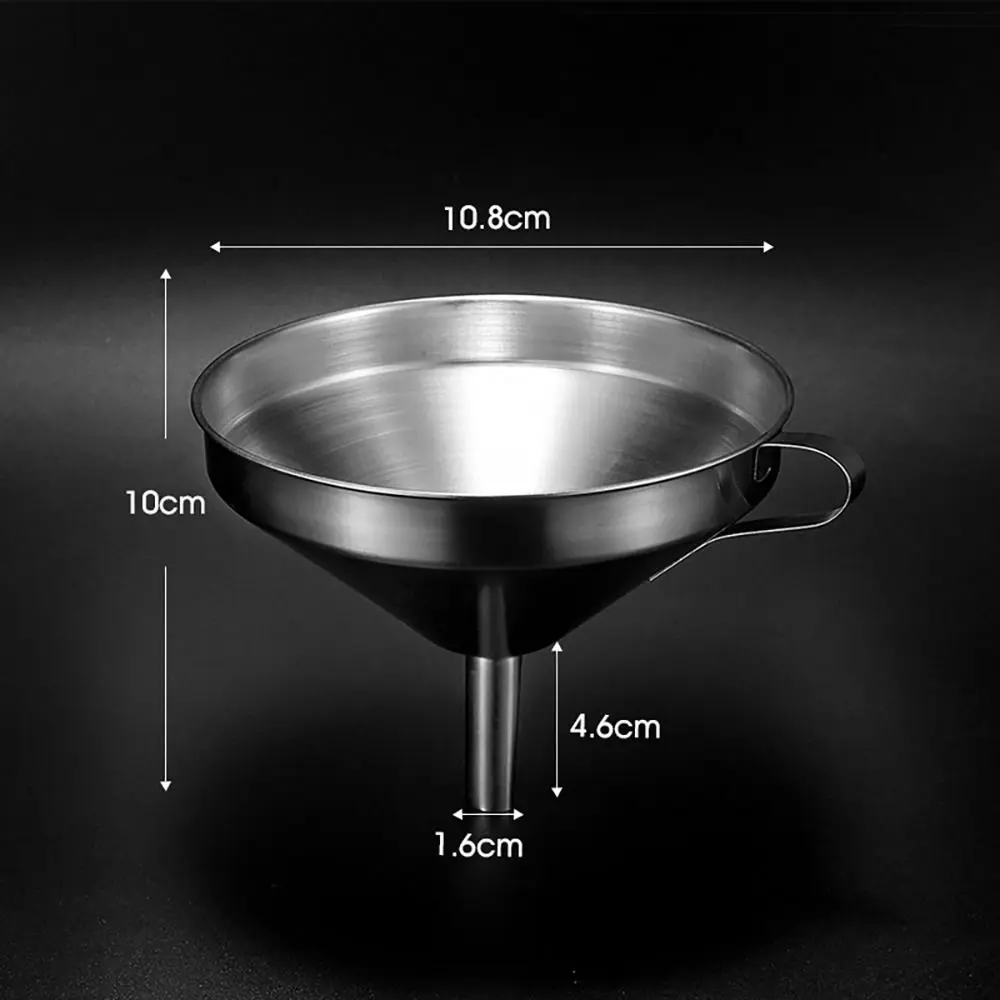 Wide Mouth Stainless Steel Funnel with Detachable Filter Spice Cooking Oil Filter Strainer Kitchen Tool Wine Spill Tool