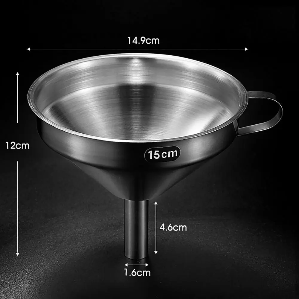 Wide Mouth Stainless Steel Funnel with Detachable Filter Spice Cooking Oil Filter Strainer Kitchen Tool Wine Spill Tool