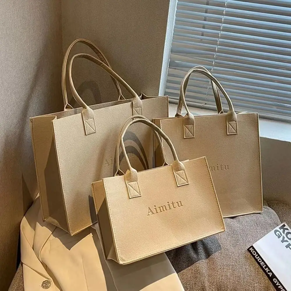 Women Felt Handbag Large Capacity Shoulder Bag Simple Solid Color Messenger Bag Handbag Travel Casual Crossbody Bags