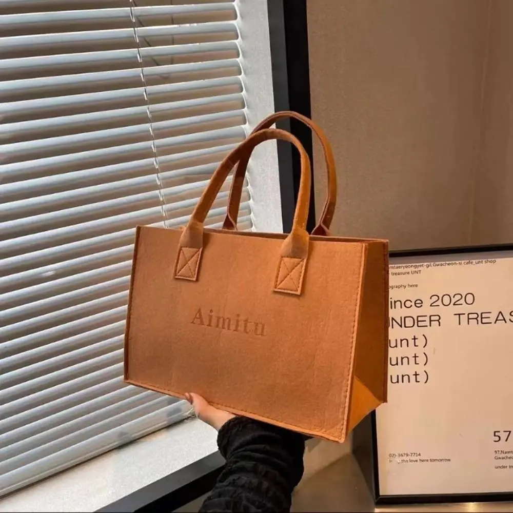 Women Felt Handbag Large Capacity Shoulder Bag Simple Solid Color Messenger Bag Handbag Travel Casual Crossbody Bags