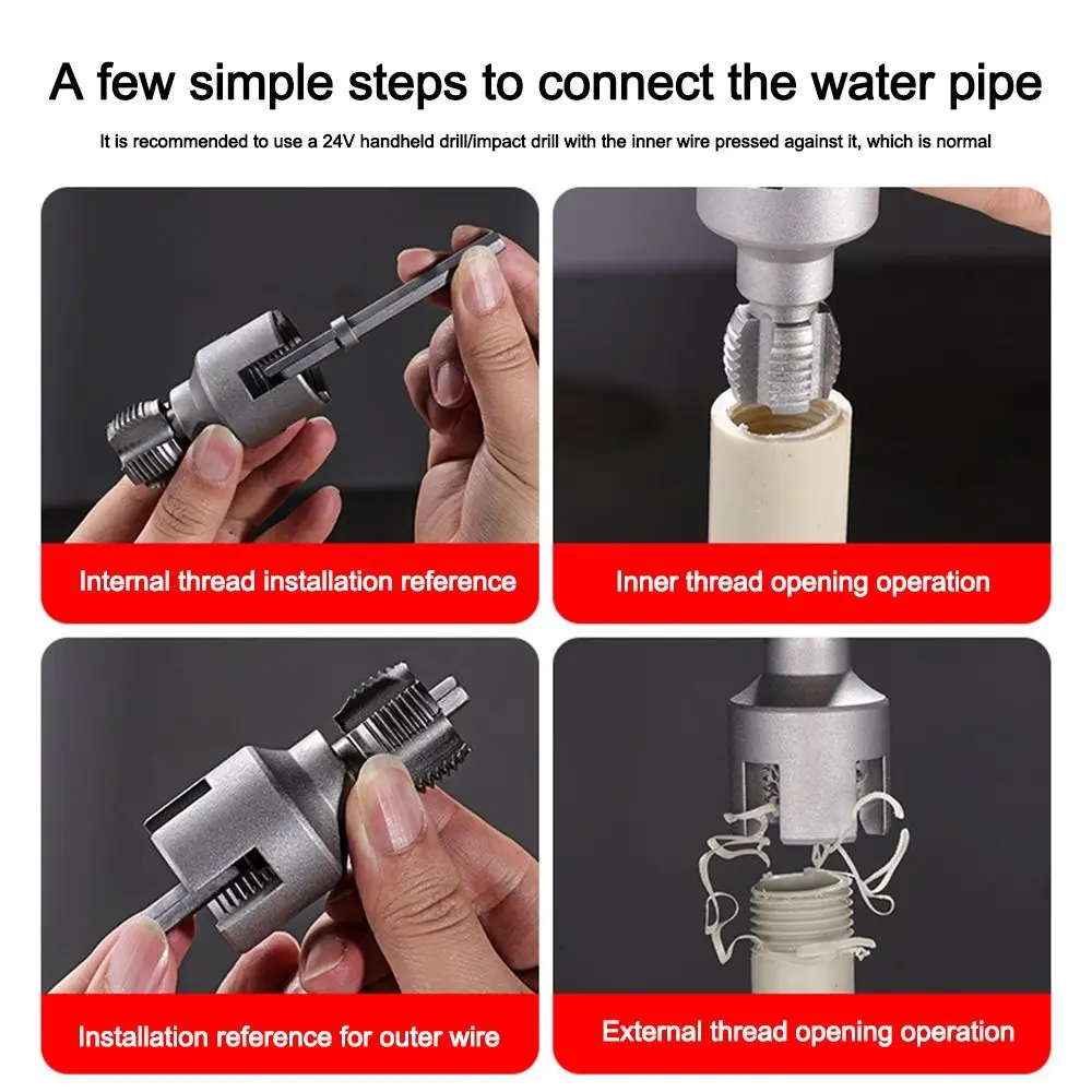 PVC Pipe Threader Kit 4/6 Points Ppr Water Pipe Internal/External Thread Opener Tap Plate Teeth Universal Waterpipe Tapping Tool