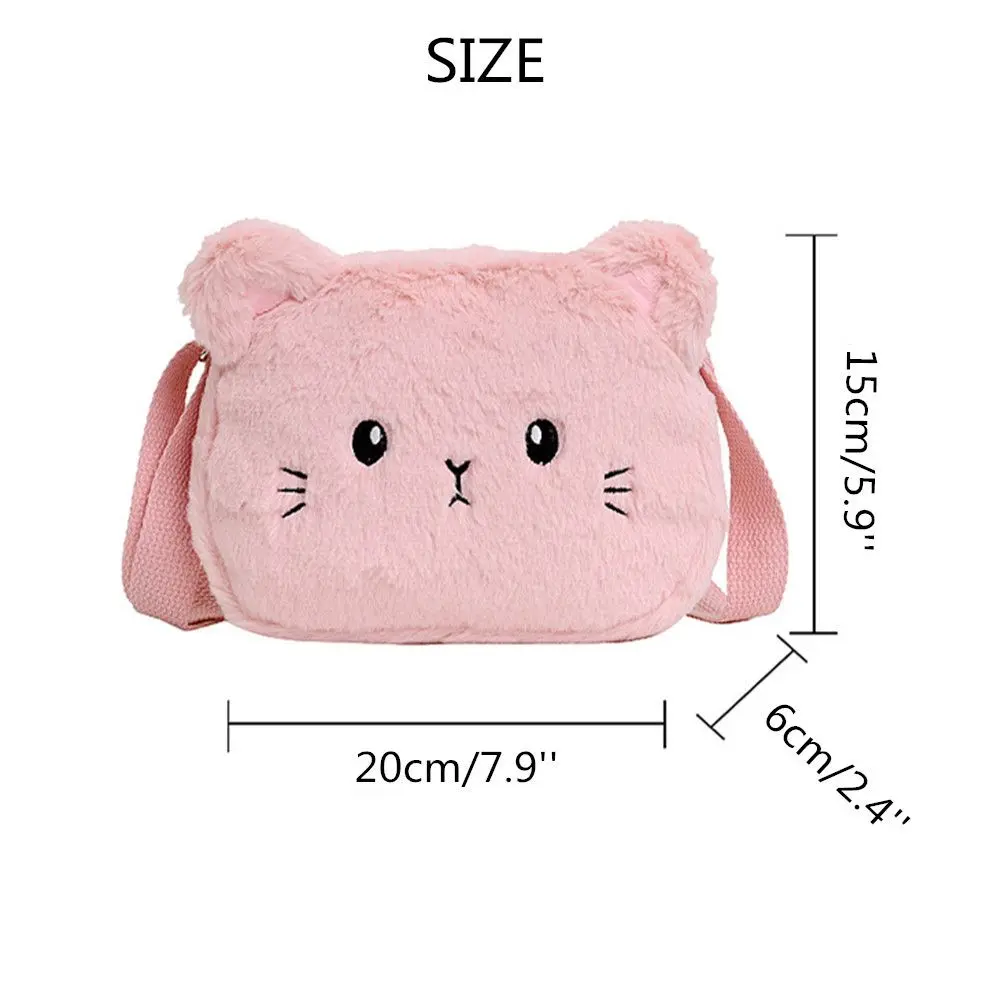 Cute Soft Plush Children's Shoulder Bag Cartoon Cat Baby Girls Messenger Small Bags Kids Handbags Coin Purse