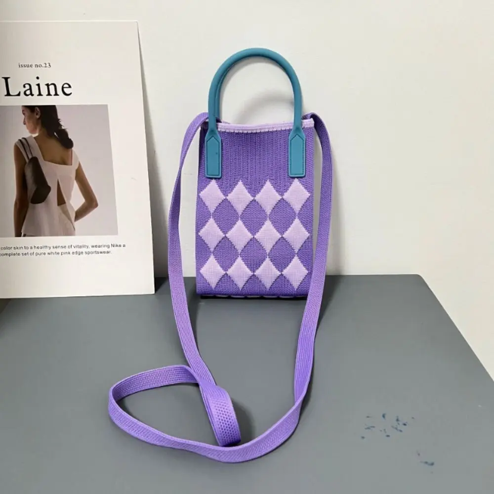 Fashion Geometric Women's Knitted Handbag Female Handmade Woven Shopper Tote Bag Purse Design Chain Shoulder Crossbody Bag