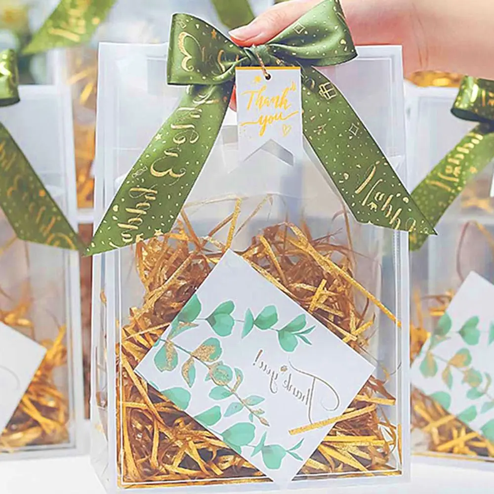 Transparent Gift Bags Handbag Wedding Tote Gift Bag For Birthday Wedding Party For Guests Portable Packaging Bag Small Business
