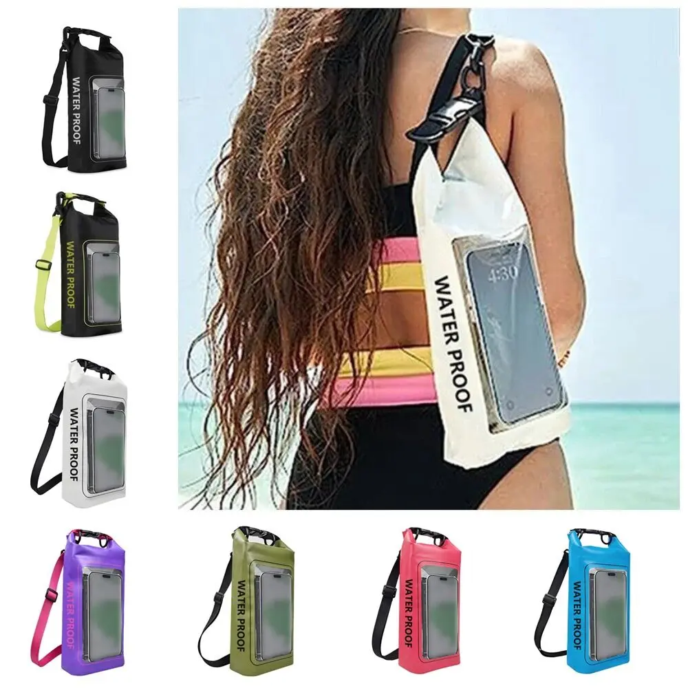 2L New PVC Clip Swimming Waterproof Bag Mesh Material Outdoor Messenger Bag Beach 2-In-1 Cell Phone Bag