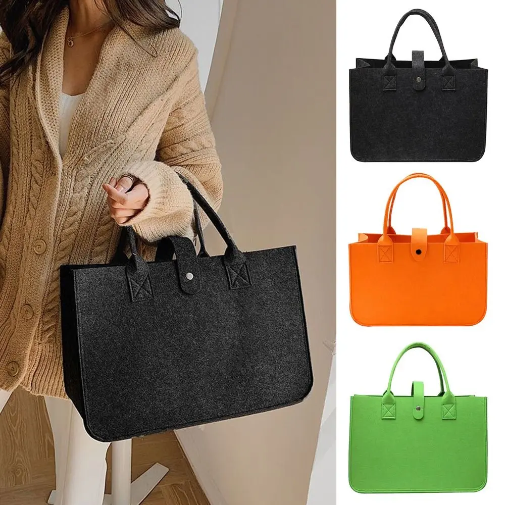 Women Bag Felt Cloth Hand Bag Large Capacity Female Totes Ladies Solid Color Travel Shopping Bags Purses