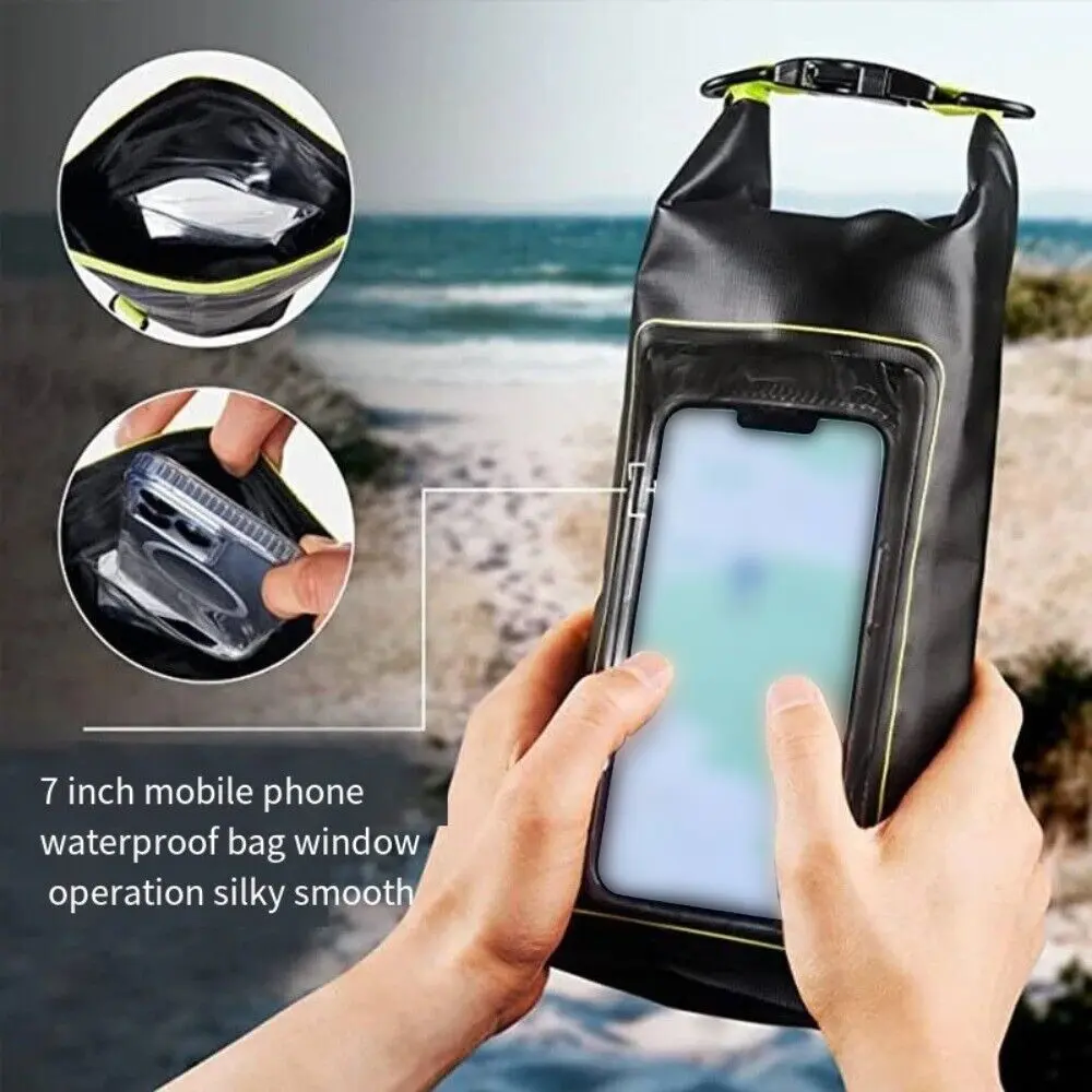 2L New PVC Clip Swimming Waterproof Bag Mesh Material Outdoor Messenger Bag Beach 2-In-1 Cell Phone Bag