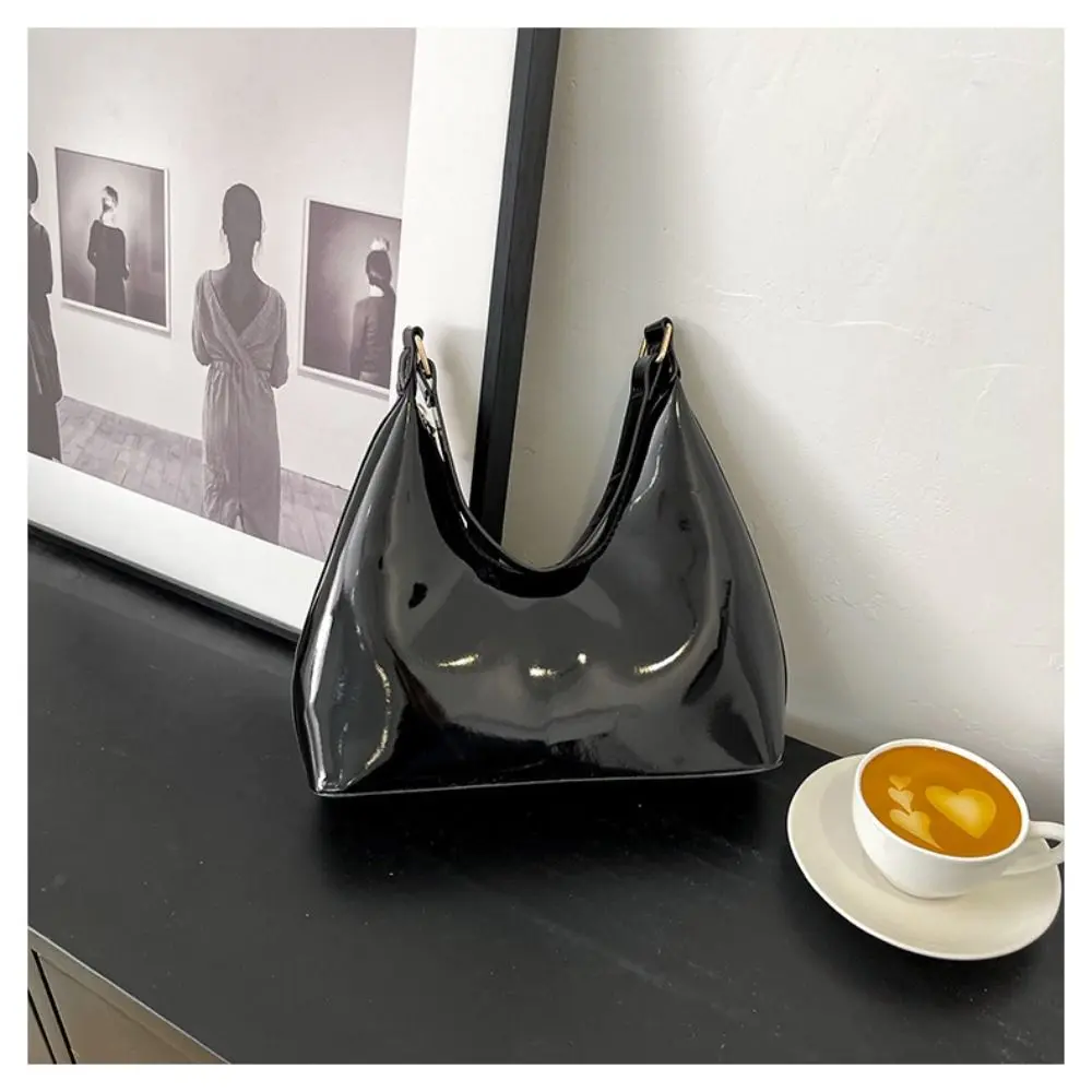 Elegant Glossy Shoulder Bag Women Fashion PU Leather Solid Messenger Bag Purse Ladies Tote Bags