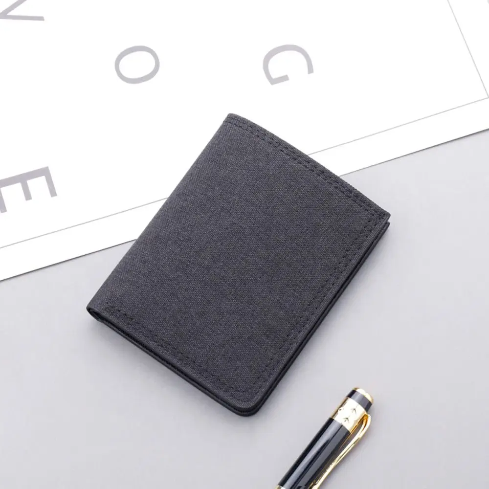 New Fashion Men Canvas Short Wallet Coin Purse Wallet Men Purse Coin Pouch Card Holder Multi-functional Small Wallet