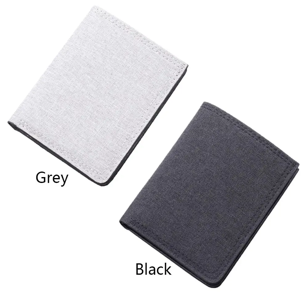 New Fashion Men Canvas Short Wallet Coin Purse Wallet Men Purse Coin Pouch Card Holder Multi-functional Small Wallet