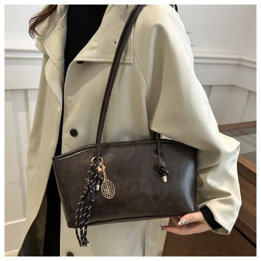 Y2K Trend Large Capacity Work Shoulder Bag PU Leather Solid Color Crossbody Bag Simple Lady Handbags Women Female