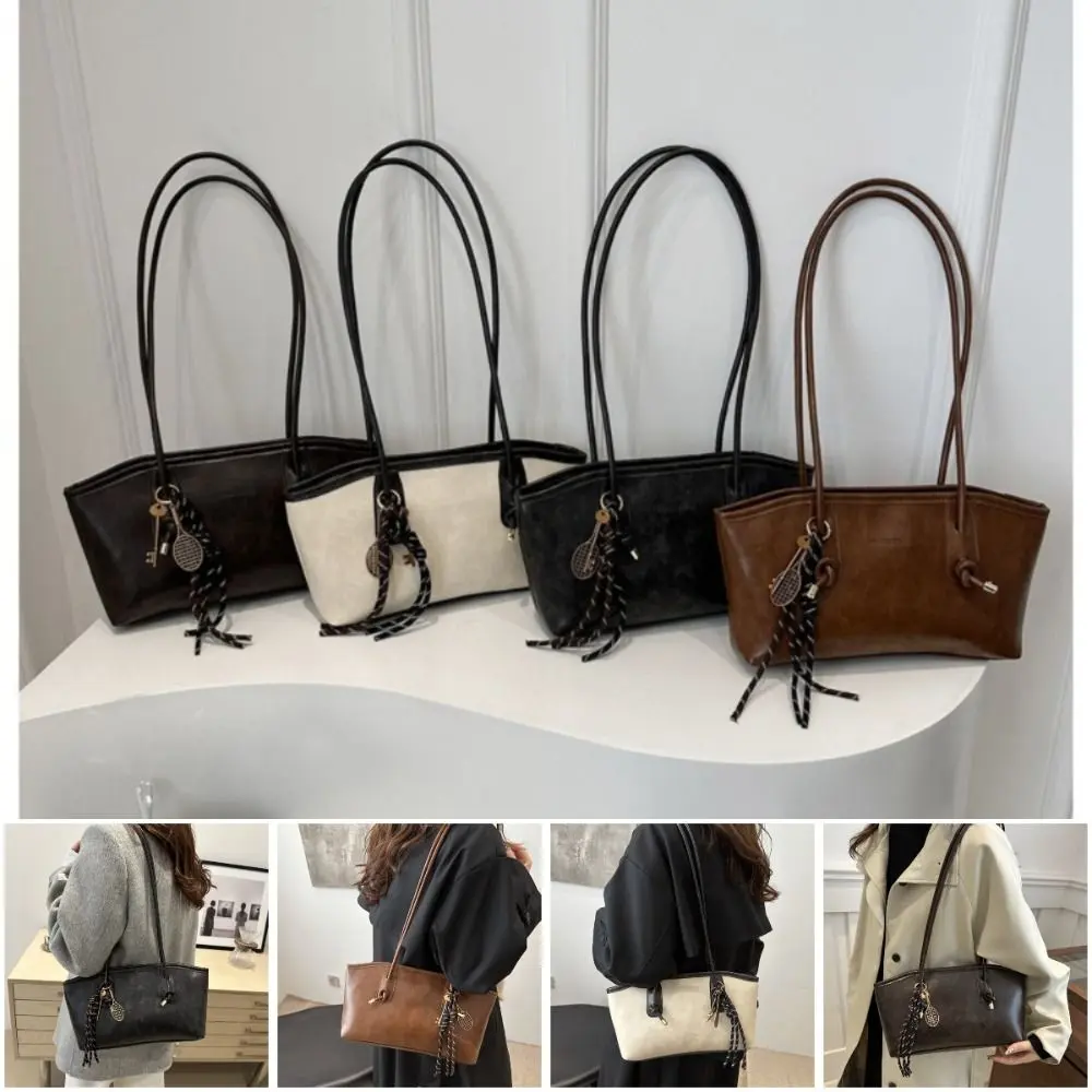 Y2K Trend Large Capacity Work Shoulder Bag PU Leather Solid Color Crossbody Bag Simple Lady Handbags Women Female