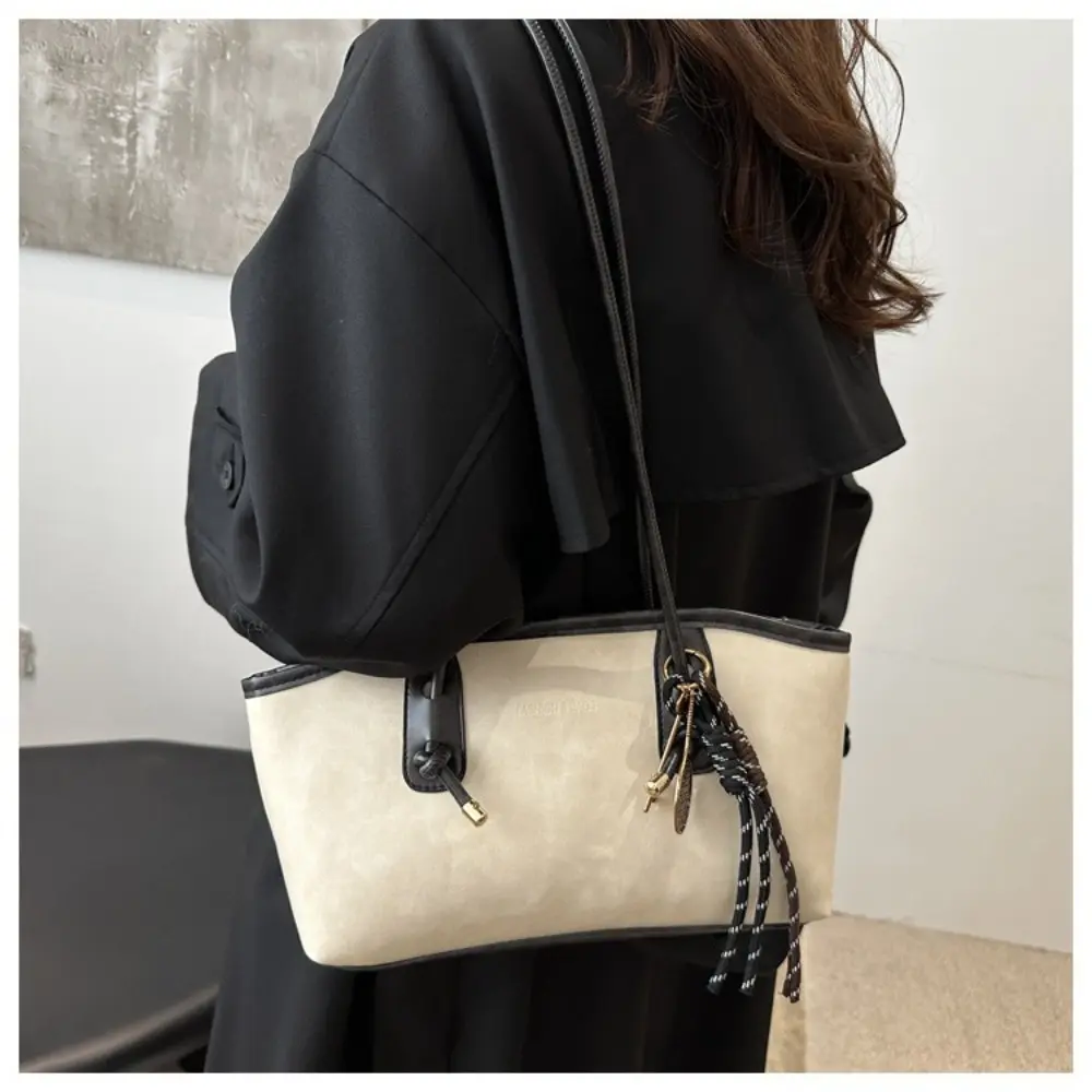 Y2K Trend Large Capacity Work Shoulder Bag PU Leather Solid Color Crossbody Bag Simple Lady Handbags Women Female
