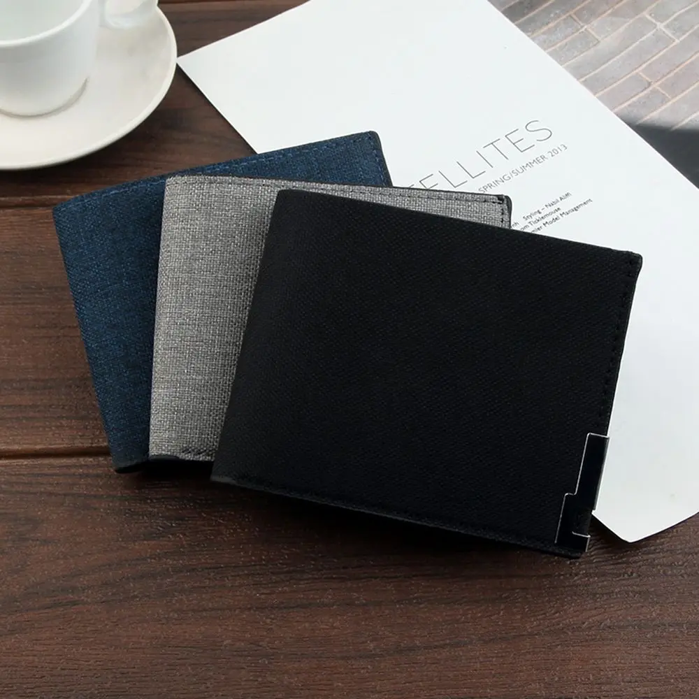 Men's Multifunctional Canvas Wallet Leisure Travel Lightweight Portable Short Style All Match Male Credit Card Holder Coin Purse