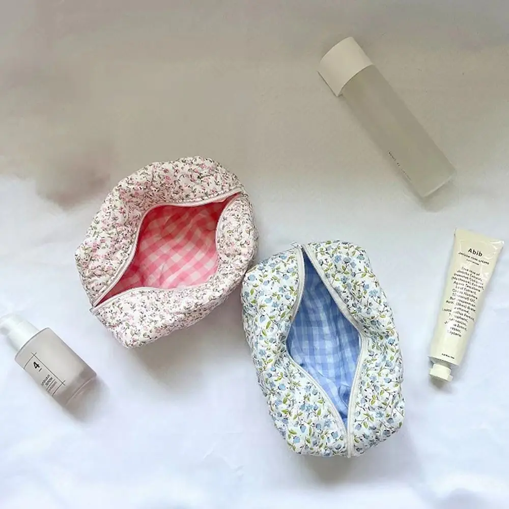 Flower Printed Zipper Makeup Bag Storage Organizer Makeup Accessory Toiletry Handbag Cosmetic Pouch Large Travel Cosmetic Bag