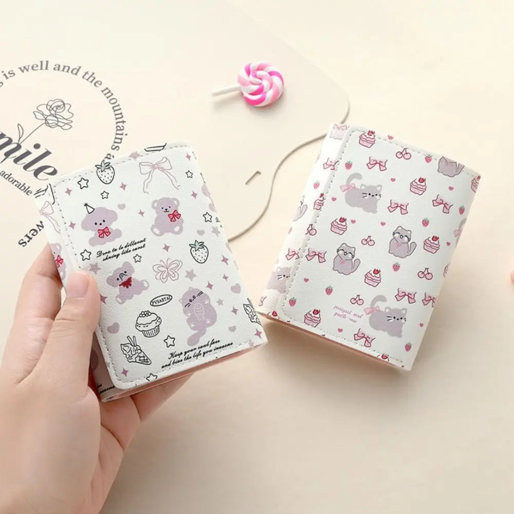 Cartoon Kitty Money Bag Coin Purse For Women Kawaii PU Leather Short Wallet Card Holder Bowknot Wallet Gift
