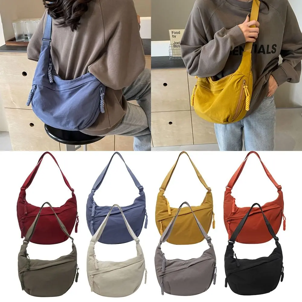 Versatile Canvas Crossbody Bags Korean Simplified Lightweight Shoulder Bag Large Capacity Solid Color Dumpling Bag Travel