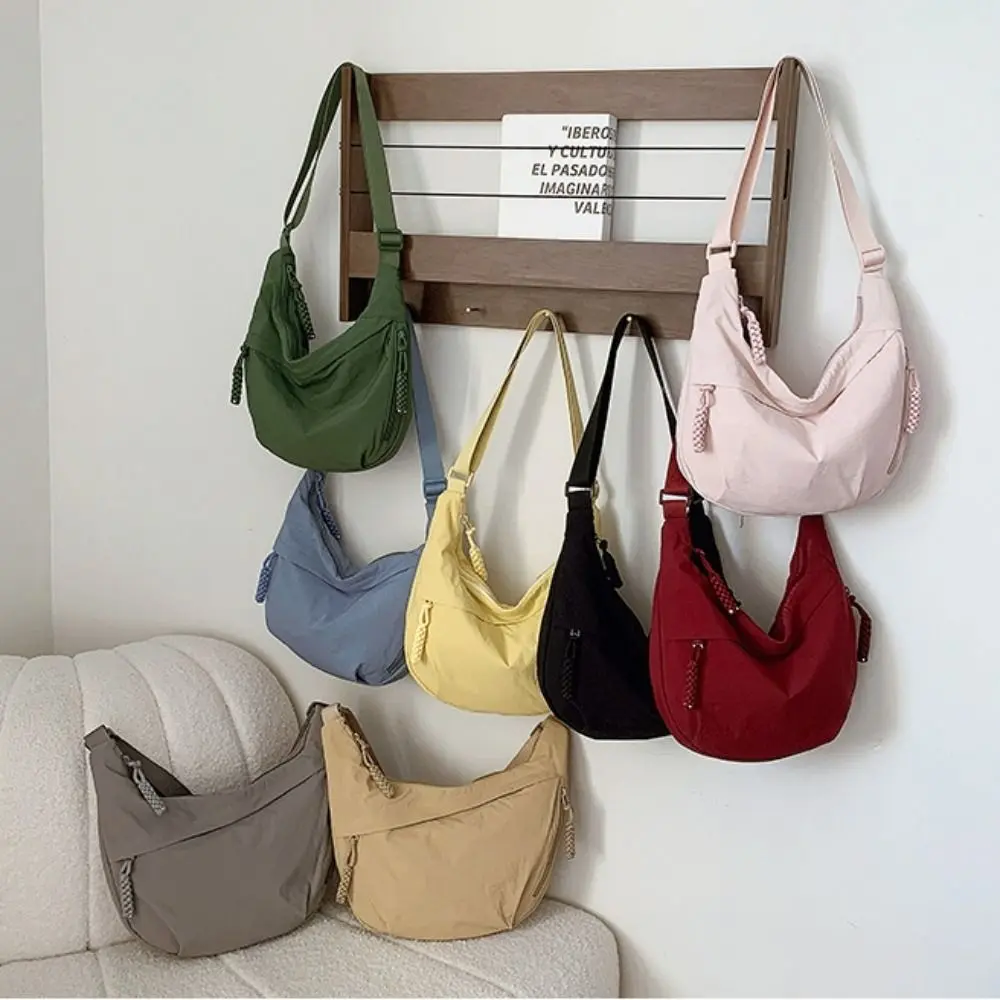 Versatile Canvas Crossbody Bags Korean Simplified Lightweight Shoulder Bag Large Capacity Solid Color Dumpling Bag Travel