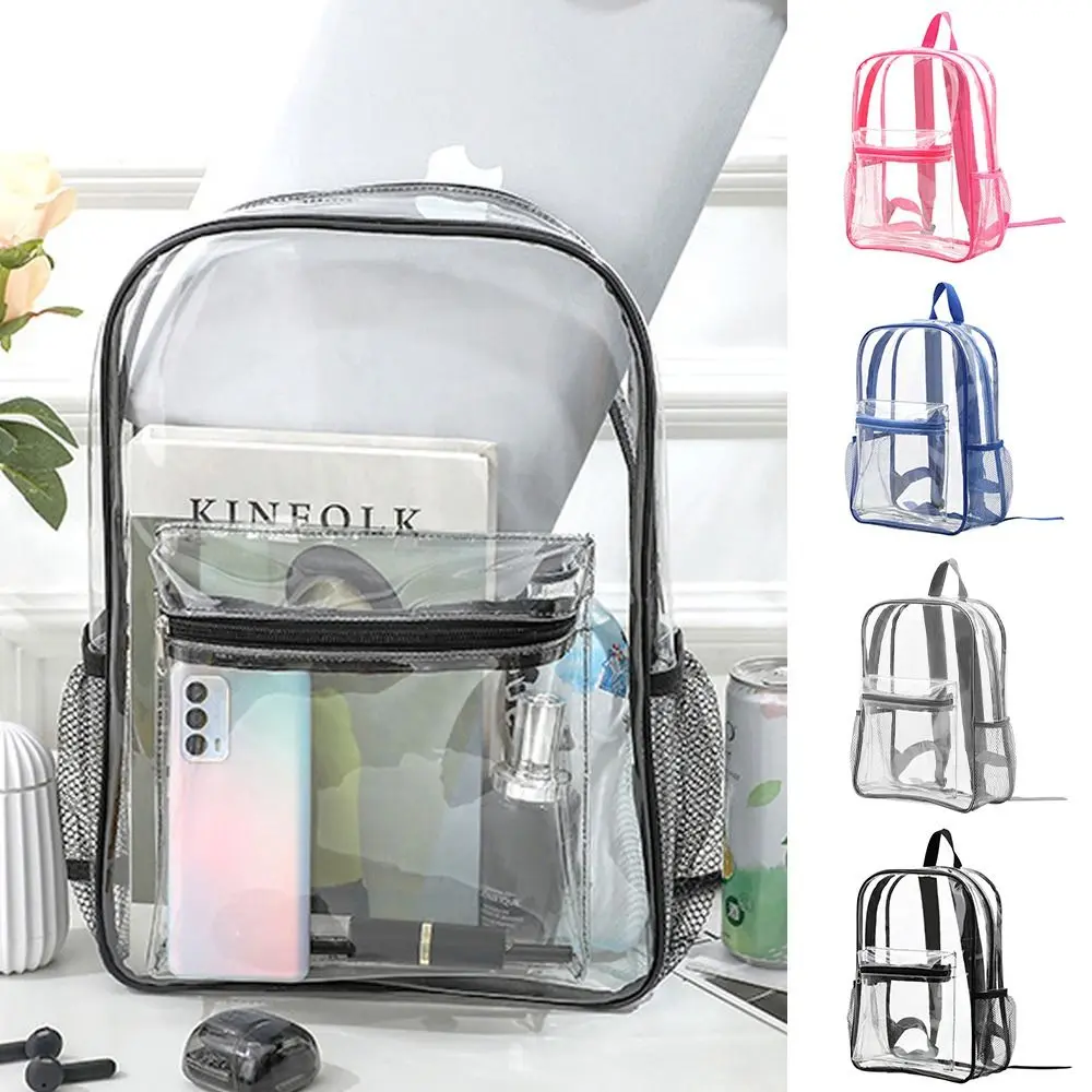 Casual Large Capacity Transparent Backpack Storage Luxury Designer PVC Knapsack Visible Backpacks Outdoor Sports