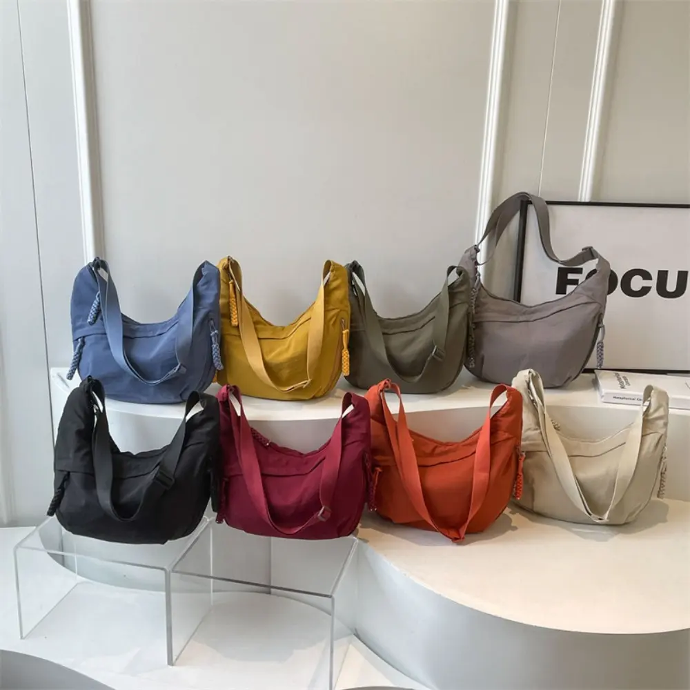 Versatile Canvas Crossbody Bags Korean Simplified Lightweight Shoulder Bag Large Capacity Solid Color Dumpling Bag Travel
