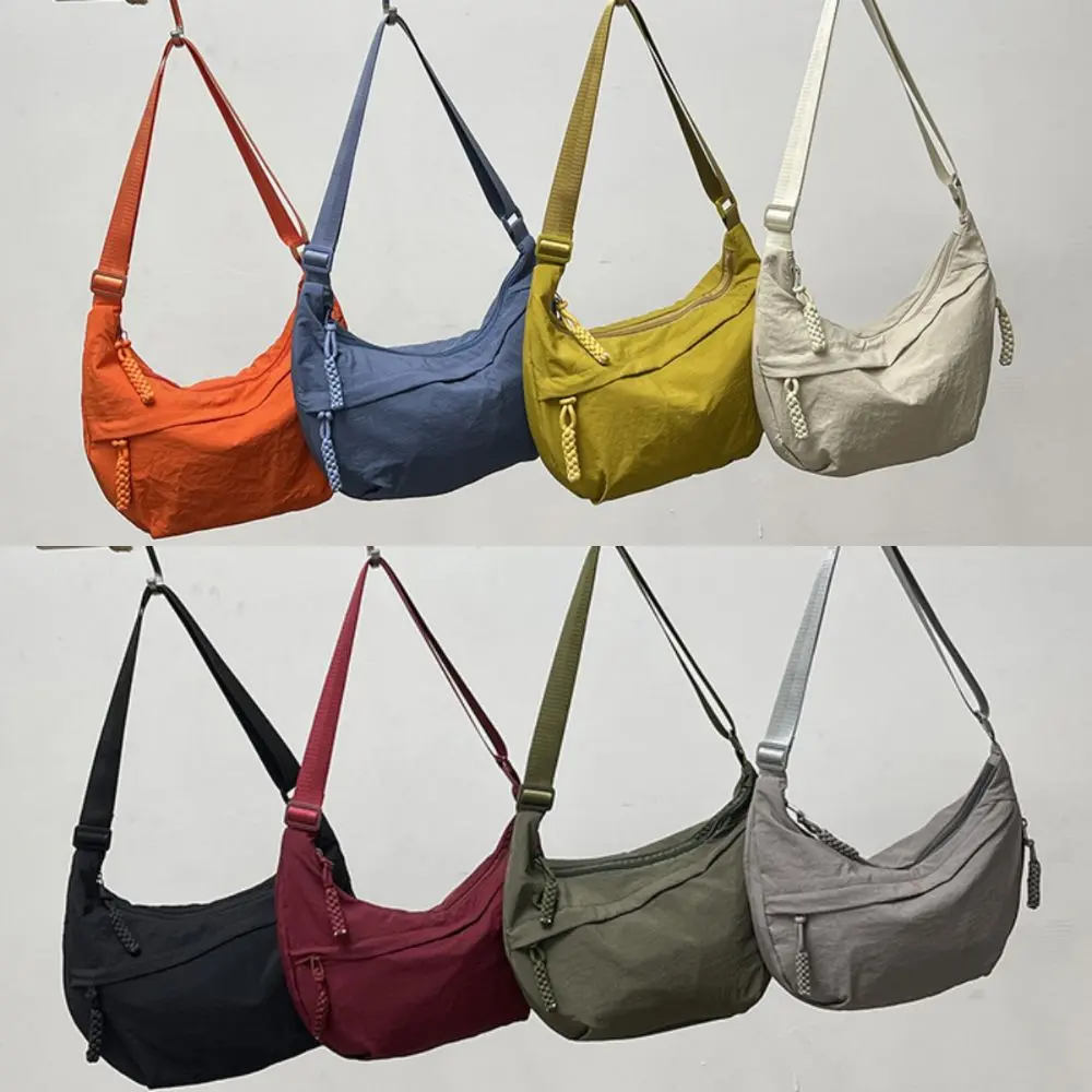 Versatile Canvas Crossbody Bags Korean Simplified Lightweight Shoulder Bag Large Capacity Solid Color Dumpling Bag Travel