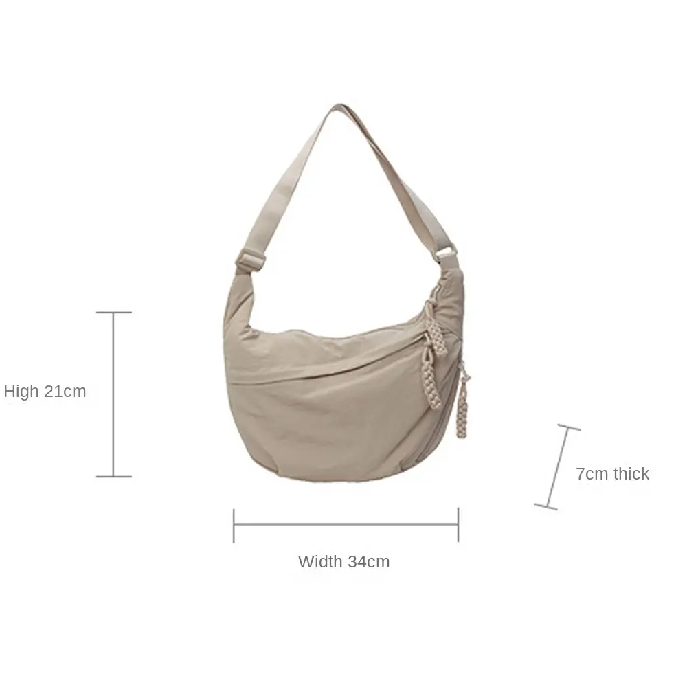 Versatile Canvas Crossbody Bags Korean Simplified Lightweight Shoulder Bag Large Capacity Solid Color Dumpling Bag Travel