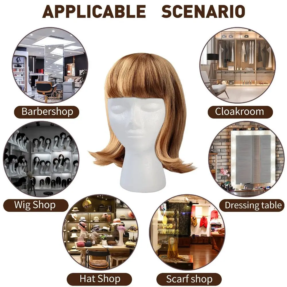1PC Foam Wig Head Model Mannequin Dummy Female Head Model Wig Display Wig Glasses Hat Display Stand Rack Hairpieces Stand Holder