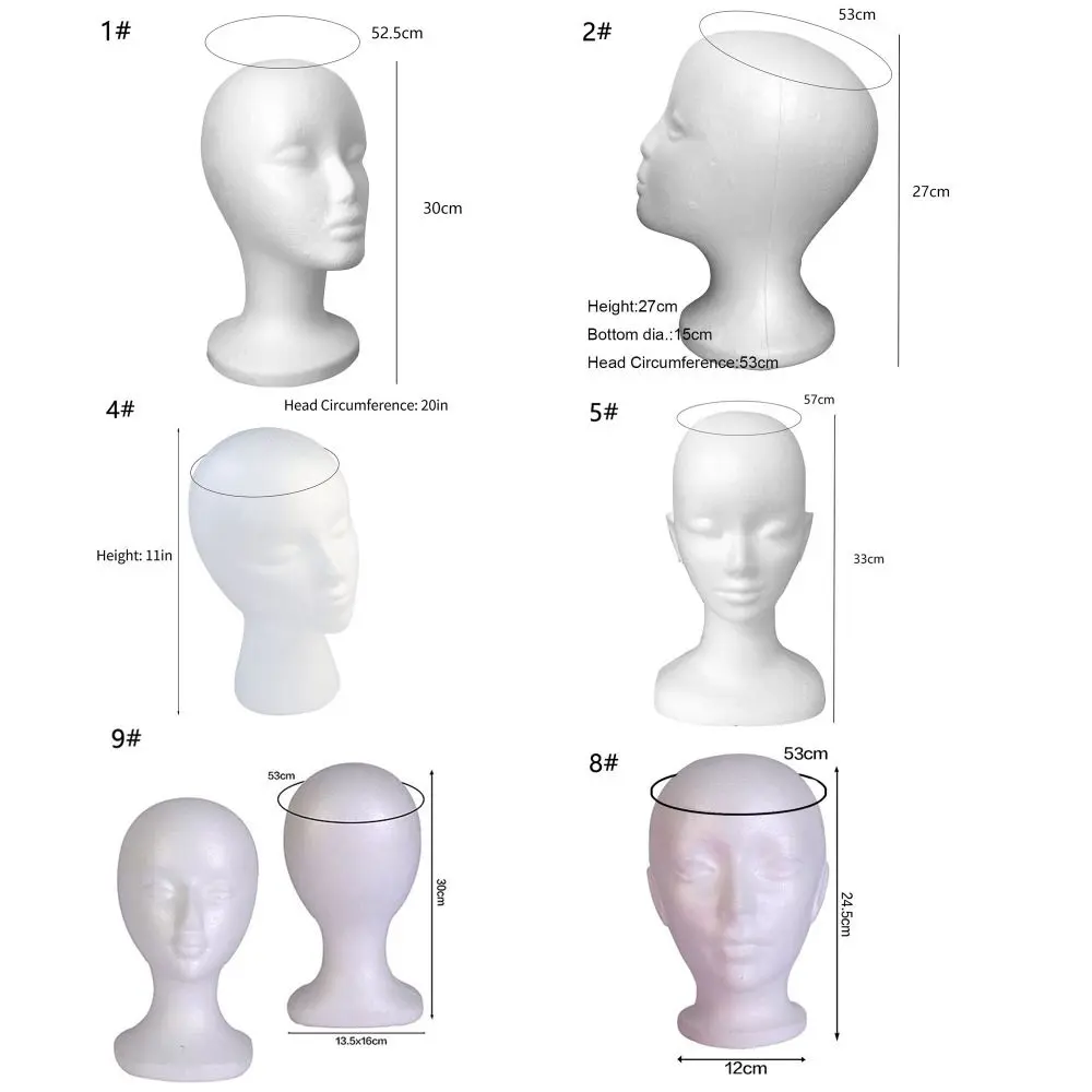1PC Foam Wig Head Model Mannequin Dummy Female Head Model Wig Display Wig Glasses Hat Display Stand Rack Hairpieces Stand Holder