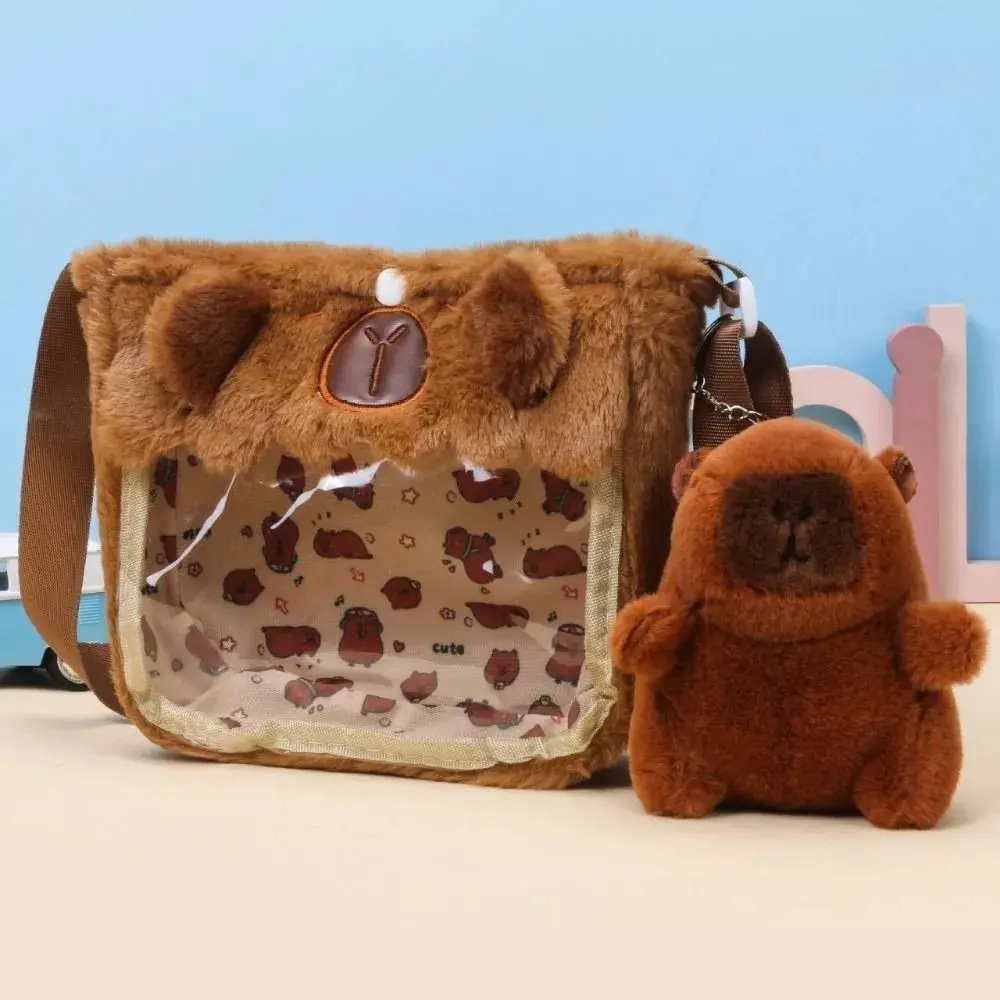 Capybara Plush Backpack Shoulder Bag Animals Students School Bag Couple Crossbody Bag Cute Cartoon Handbag