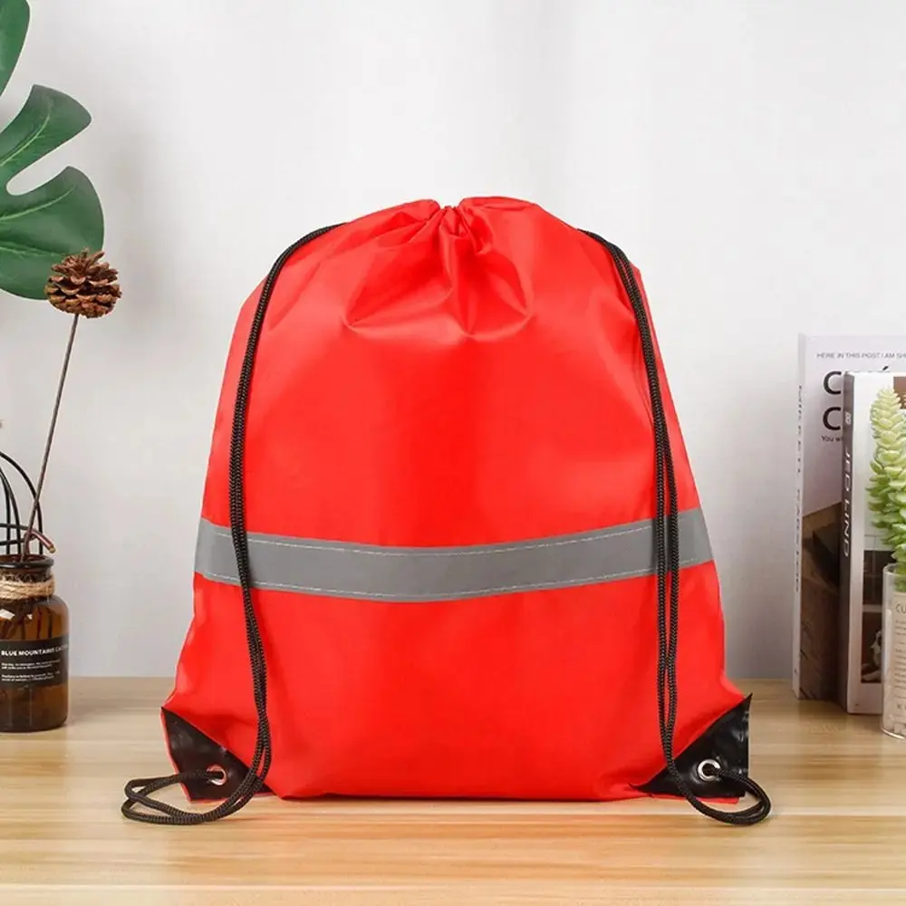 Large Capacity Drawstring Backpacks Waterproof Reflective Stripe Fitness Shoulder Bags Unisex Lightweight School Bag Travel