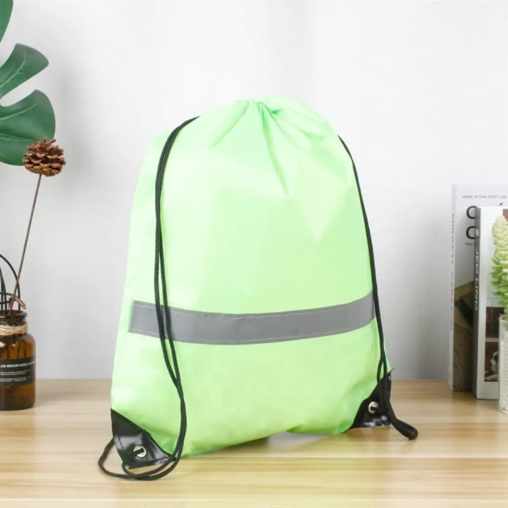 Large Capacity Drawstring Backpacks Waterproof Reflective Stripe Fitness Shoulder Bags Unisex Lightweight School Bag Travel