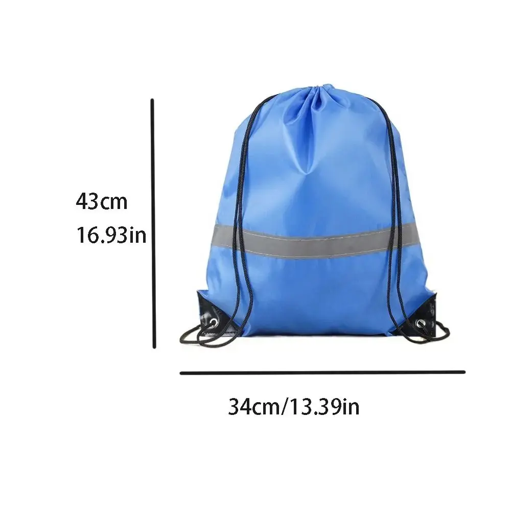 Large Capacity Drawstring Backpacks Waterproof Reflective Stripe Fitness Shoulder Bags Unisex Lightweight School Bag Travel