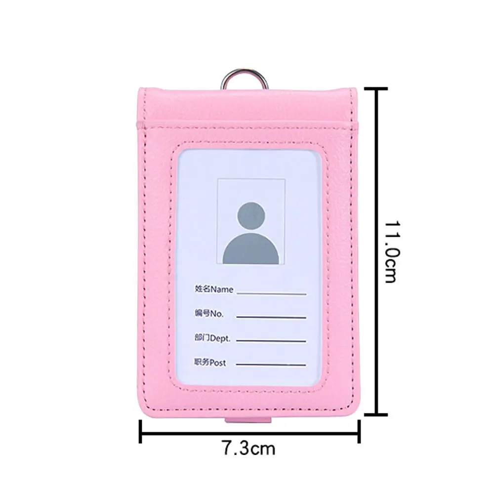 PU Leather Multifunctional Name Badge Holder Work Card Holders With Lanyard Bank Credit Card Women Men ID Business Case