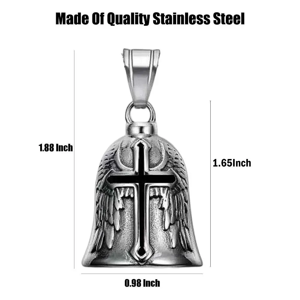 3D Design Motorcycle Guardian Bell Punk Style Wing Design Biker Good Luck Charm Retro Alloy Evil Spirit Trap Bell Daily Wear