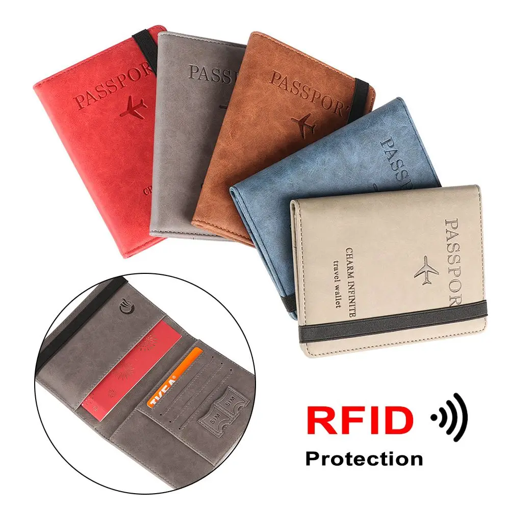 RFID Leather Passport Bag Wallet Multi-function Document Package Portable Travel Ultra-thin Passport Holder