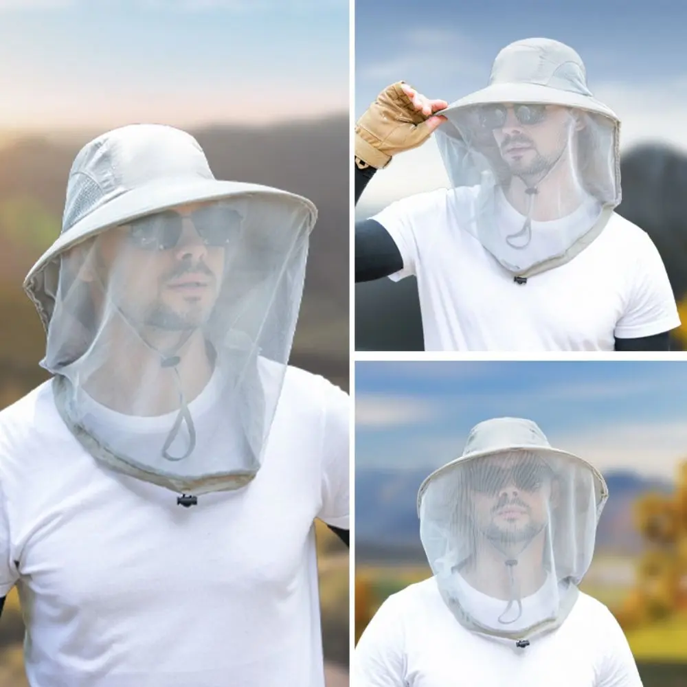 Summer Insect Proof Cap Mosquito Hat For Women Men Face Neck Protection Bucket Hat Outdoor Jungle Farm Fishing Sun Hat