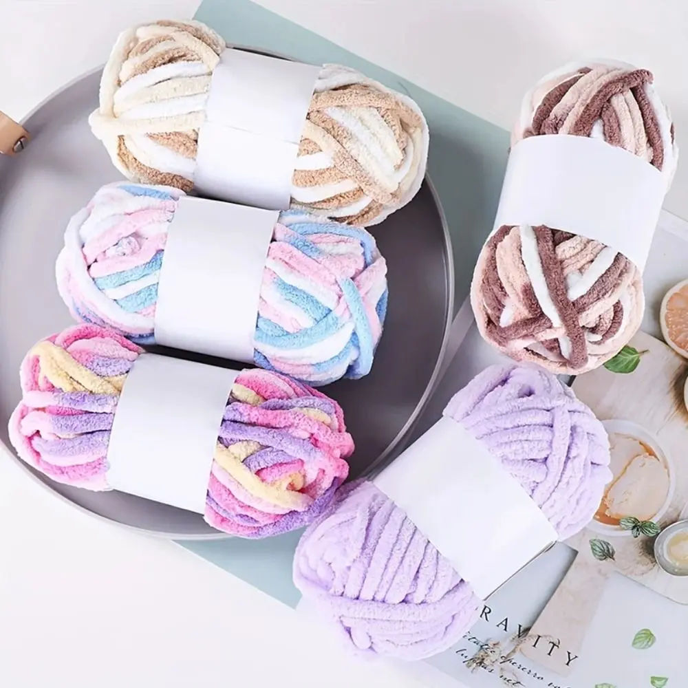 50g/ball Colorful Ice Strip Thread Yarn Coarse Wool Thread Chenille Thick Hand Knitting Yarn for Anti-Pilling DIY Crochet Scarf