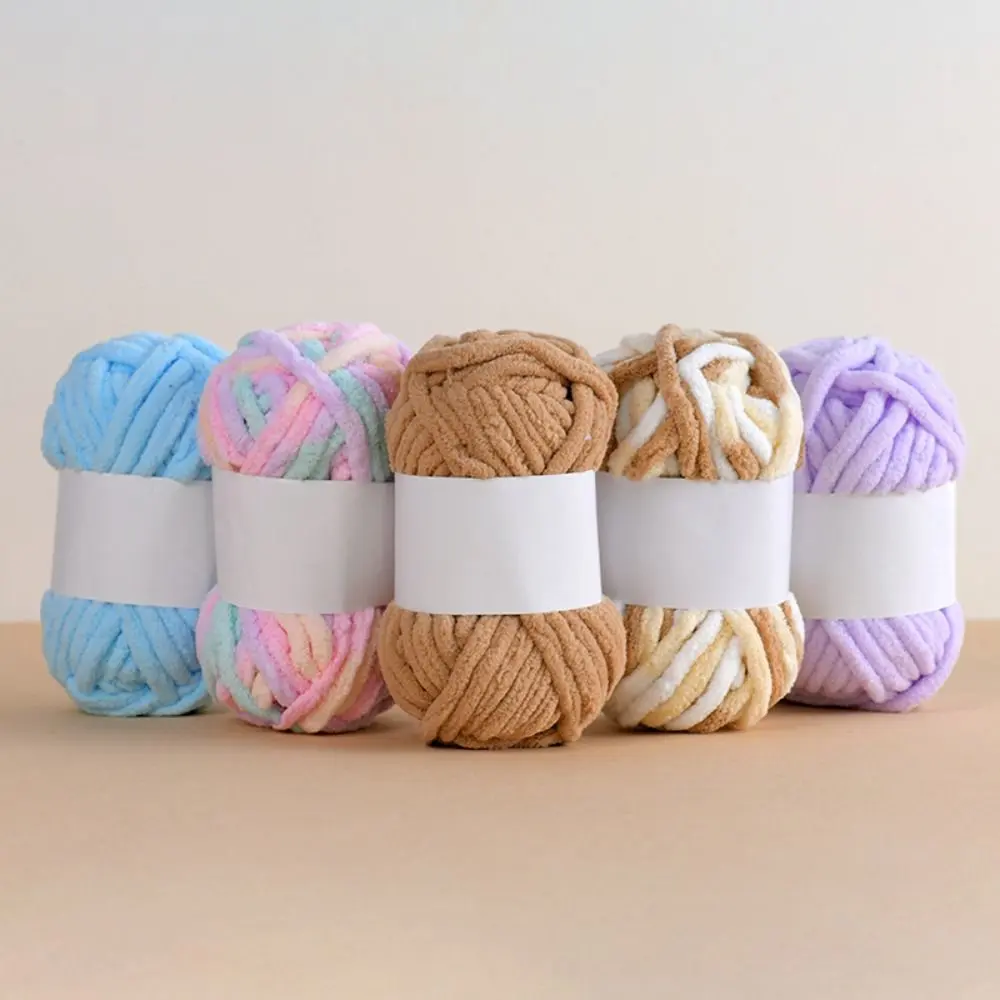 50g/ball Colorful Ice Strip Thread Yarn Coarse Wool Thread Chenille Thick Hand Knitting Yarn for Anti-Pilling DIY Crochet Scarf