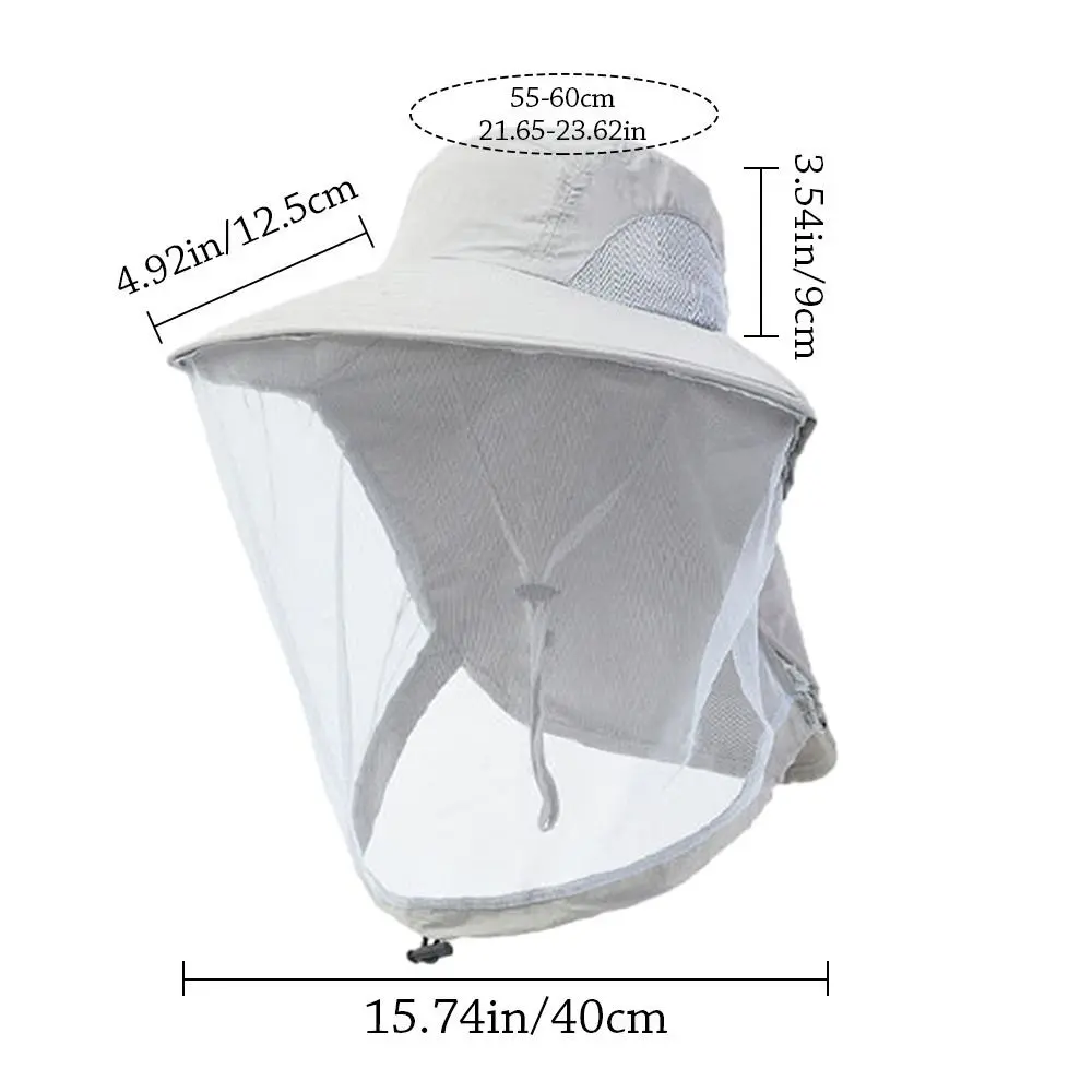Summer Insect Proof Cap Mosquito Hat For Women Men Face Neck Protection Bucket Hat Outdoor Jungle Farm Fishing Sun Hat