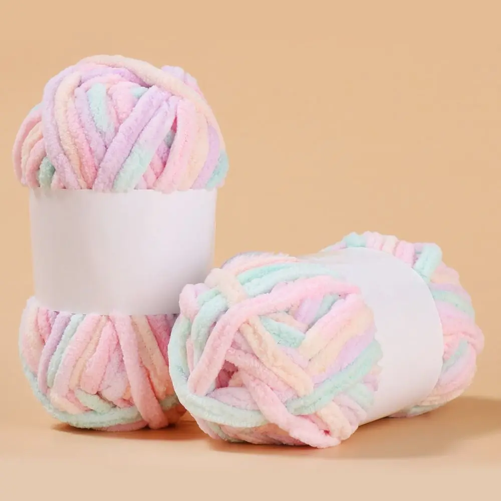 50g/ball Colorful Ice Strip Thread Yarn Coarse Wool Thread Chenille Thick Hand Knitting Yarn for Anti-Pilling DIY Crochet Scarf