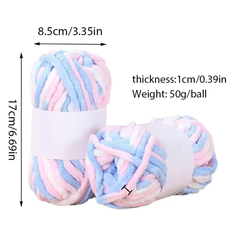 50g/ball Colorful Ice Strip Thread Yarn Coarse Wool Thread Chenille Thick Hand Knitting Yarn for Anti-Pilling DIY Crochet Scarf