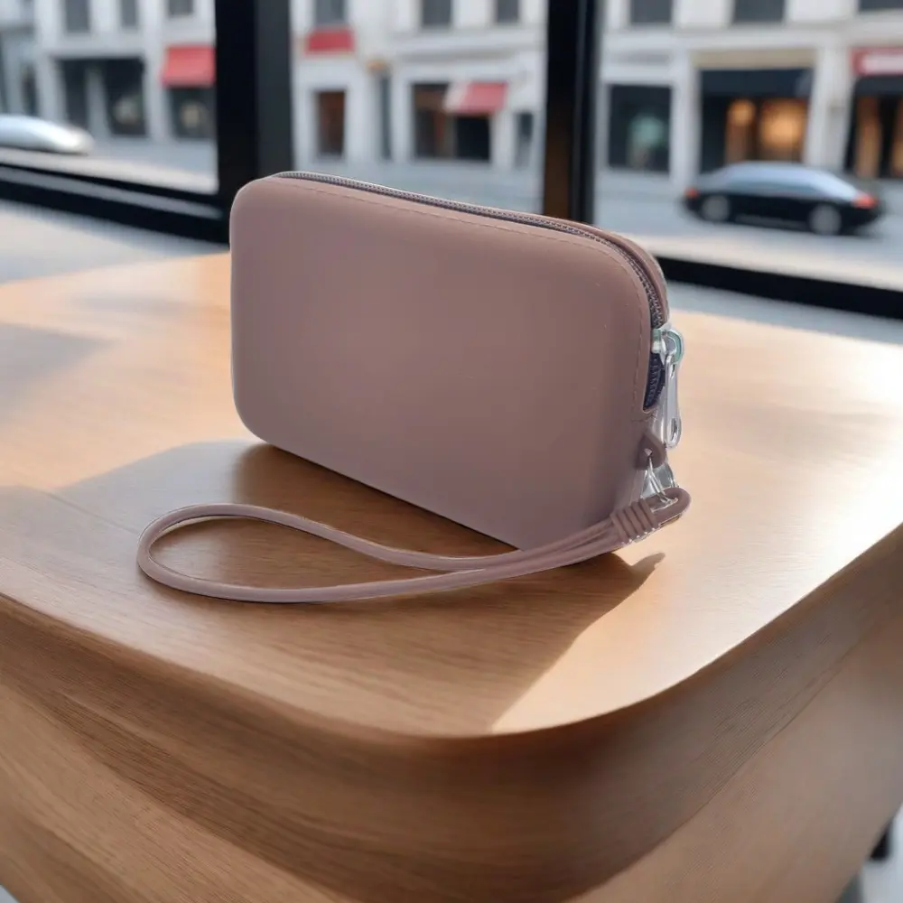 Rectangle Silicone Cosmetic Bag High Capacity Solid Color Coin Purse Small Item Bag Headphone bag Lipstick storage bag Women