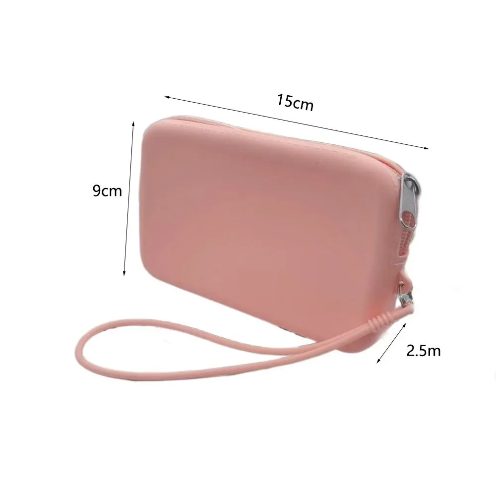 Rectangle Silicone Cosmetic Bag High Capacity Solid Color Coin Purse Small Item Bag Headphone bag Lipstick storage bag Women