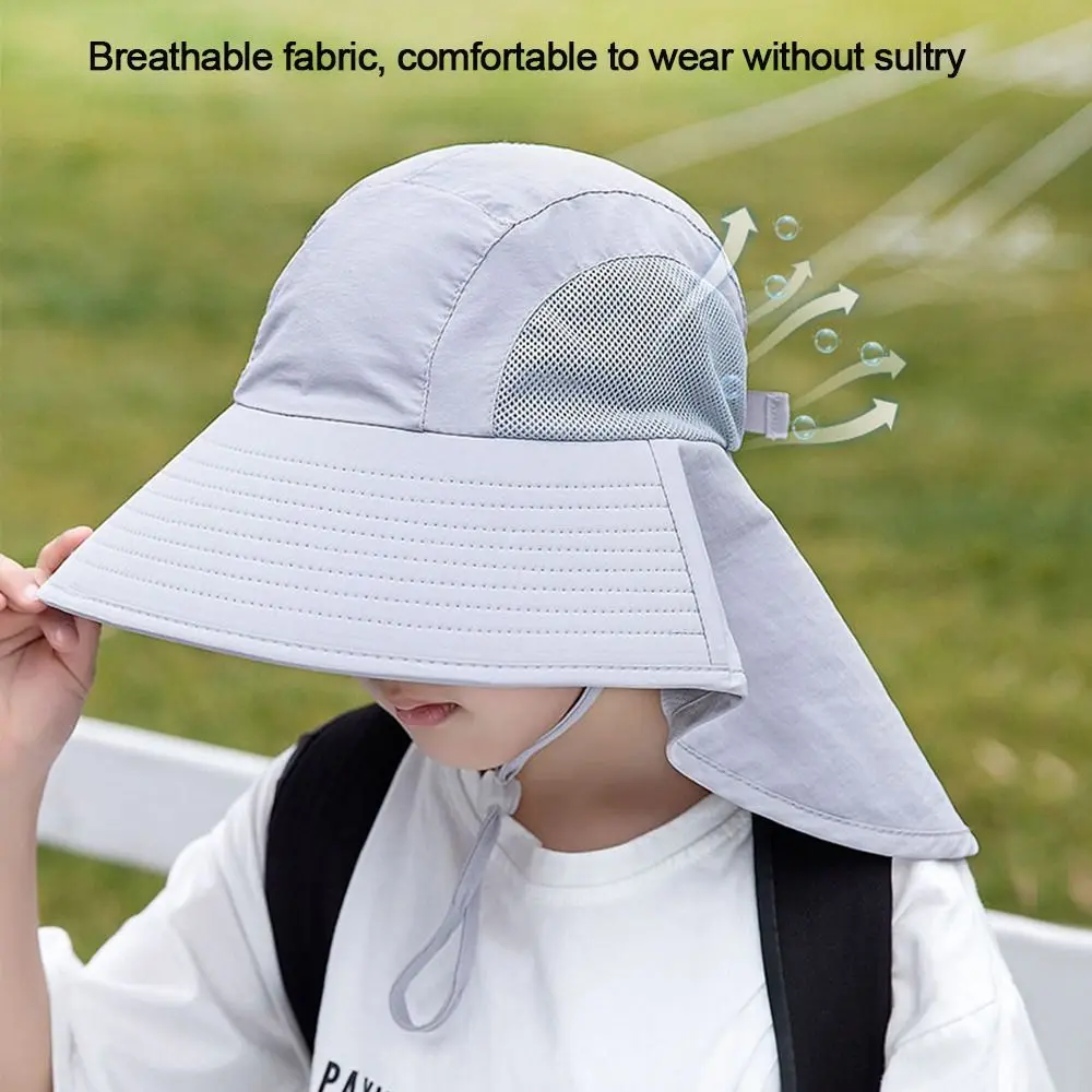 Children Summer Bucket Hats Boy Girl UV Protection Outdoor Beach Sun Hat Flap Cap Adjustable Wide Brim Cap