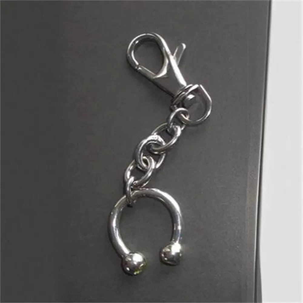 Punk Charm Horseshoe Clip Keychain Y2K Fashion Geometric Silver Keychains Backpack Pendant Goth Accessories