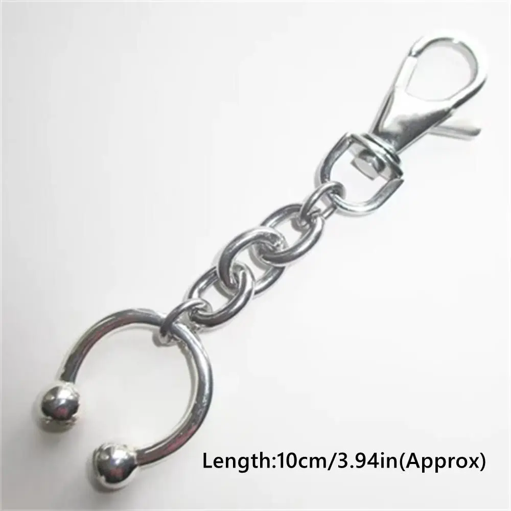 Punk Charm Horseshoe Clip Keychain Y2K Fashion Geometric Silver Keychains Backpack Pendant Goth Accessories