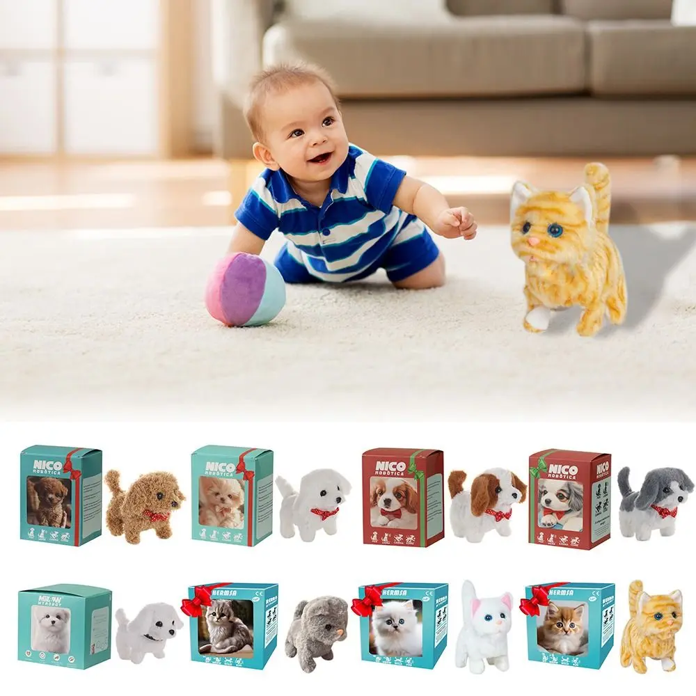 Interactive Puppy Robot Plush Toy Dog Robot Puppy Walking Barking Tail Wagging Walking Dog Toy Educational Gift