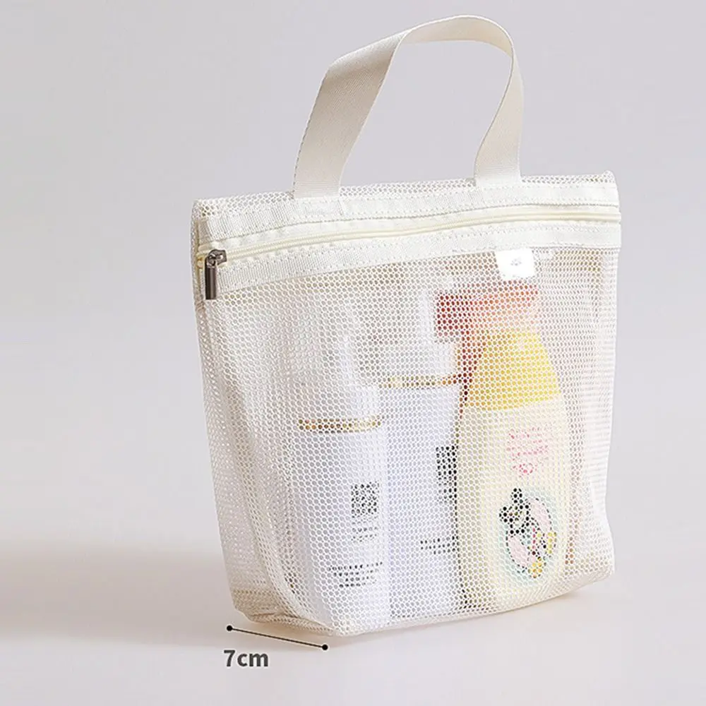 New Portable Mesh Toiletry Bag Transparent Large Capacity Cosmetic Bags Reuse Storage Hadbag